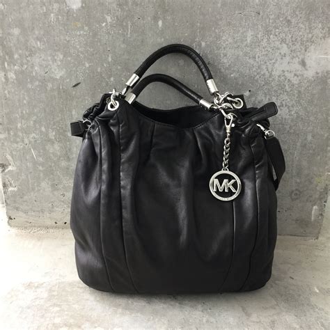 michael kors striped leather black|Michael Kors genuine leather handbags.